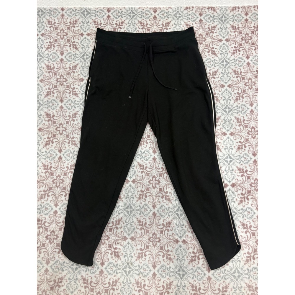 Victoria Sport Black Joggers White Piping Drawstring Sweatpants Medium